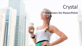  Presentation with metropolitan - Presentation design featuring coffee in metropolitan city dubai background and a  colored foreground