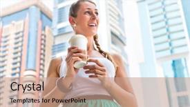  Presentation with metropolitan - Slides enhanced with coffee in metropolitan city dubai background and a  colored foreground