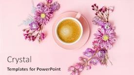  Presentation with pastel coffee - Presentation theme with coffee in pink pastel table top view background and a lemonade colored foreground