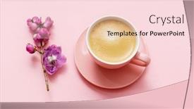  Presentation with pastel coffee - Presentation design with coffee in pink pastel table top view background and a lemonade colored foreground