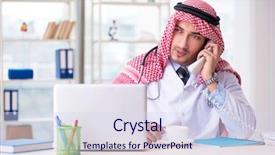  Presentation with clinic - Cool new PPT layouts with coffee laboratory - arab doctor working backdrop and a  colored foreground