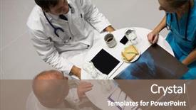  Presentation with low angle view of fictitious - Cool new presentation theme with coffee laboratory - high angle view of doctors backdrop and a violet colored foreground