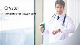  Presentation with window rock az - Cool new presentation design with coffee laboratory - young handsome doctor standing backdrop and a  colored foreground