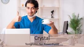  Presentation with clinic - Cool new PPT layouts with coffee laboratory - young handsome doctor working backdrop and a  colored foreground