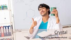  Presentation with young college student diagnosis of chlamydia - Beautiful presentation design featuring coffee laboratory - young student chemist backdrop and a lemonade colored foreground