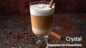  Presentation with tall - PPT theme enhanced with coffee latte in a tall glass with stick of cinnamon background and a tawny brown colored foreground