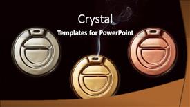  Presentation with silver cup - Amazing PPT layouts having coffee-lids-on-top backdrop and a black colored foreground