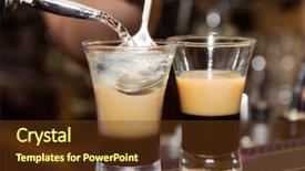  Presentation with liquor - Audience pleasing theme consisting of coffee liquor - b-52 preparation of three-layered drink backdrop and a tawny brown colored foreground