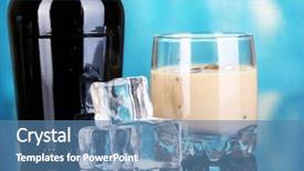 Presentation with liquor - Presentation design featuring coffee liquor - baileys liqueur in bottle background and a teal colored foreground