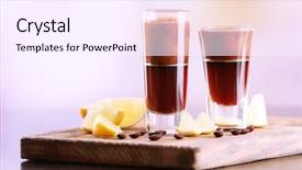  Presentation with cocktail mixer - Theme consisting of coffee liquor - espresso cocktail served on table background and a pink colored foreground