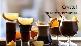  Presentation with cocktail - Colorful PPT theme enhanced with coffee liquor - espresso cocktail served on table backdrop and a coral colored foreground