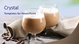  Presentation with liquor - Presentation enhanced with coffee liquor - espresso cocktail served on table background and a sky blue colored foreground