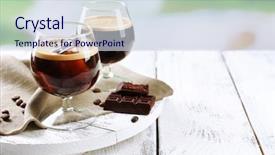  Presentation with cocktail mixer - Theme with coffee liquor - espresso cocktail served on table background and a  colored foreground