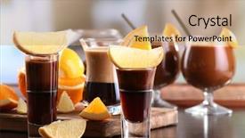  Presentation with served - Theme with coffee liquor - espresso cocktail served on table background and a coral colored foreground