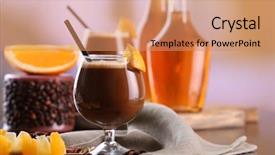  Presentation with nails cocktail - PPT layouts consisting of coffee liquor - espresso cocktail served on table background and a coral colored foreground