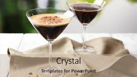  Presentation with mocktails and cocktail both - Slide deck enhanced with coffee liquor - espresso cocktail served on table background and a coral colored foreground