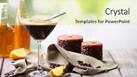  Presentation with cocktail - Slides with coffee liquor - espresso cocktail served on table background and a  colored foreground