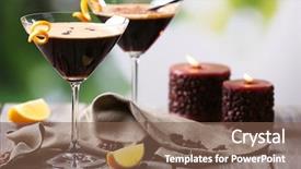  Presentation with cocktail - Presentation theme enhanced with coffee liquor - espresso cocktail served on table background and a violet colored foreground