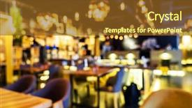  Presentation with restaurant - Slide set enhanced with coffee liquor - restaurant blurred background background and a tawny brown colored foreground