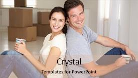  Presentation with new home sales - Theme having couple in new home background and a lemonade colored foreground