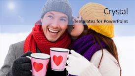  Presentation with tea - Slides featuring romantic couple enjoying tea background and a light blue colored foreground