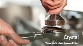  Presentation with machine - Cool new slides with coffee machine - barista prepares espresso in his backdrop and a dark gray colored foreground