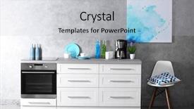  Presentation with kitchen - Cool new slides with coffee machine - modern kitchen interior close up backdrop and a light gray colored foreground