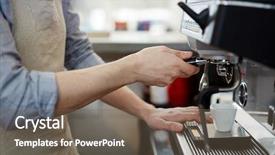  Presentation with work - Slide deck having coffee machine - work of barista background and a tawny brown colored foreground