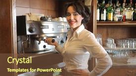  Presentation with waitress - Audience pleasing presentation theme consisting of coffee machine in a bar backdrop and a  colored foreground