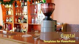  Presentation with machine - Cool new presentation design with coffee-machine-in-the-bar backdrop and a tawny brown colored foreground