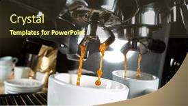  Presentation with cup coffee - Audience pleasing PPT theme consisting of coffee-machine-preparing-fresh-coffee backdrop and a tawny brown colored foreground