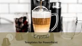  Presentation with cappuccino - PPT layouts featuring coffee-machine-with-capsules background and a coral colored foreground