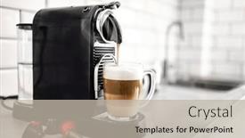  Presentation with cappuccino - Slides featuring coffee-machine-with-capsules background and a mint green colored foreground