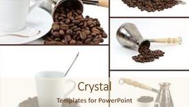  Presentation with coffee cup - Slides enhanced with collage coffee make coffee grains background and a cream colored foreground