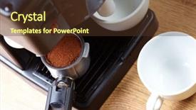  Presentation with coffee powder in machine - Amazing slides having coffee-maker-machine backdrop and a tawny brown colored foreground