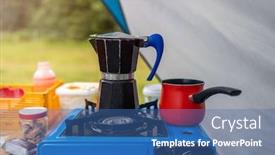  Presentation with gas - PPT theme featuring coffee-maker-on-a-gas background and a ocean colored foreground