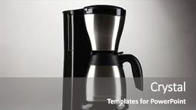  Presentation with coffee - Presentation theme enhanced with coffee maker on grey background background and a gray colored foreground