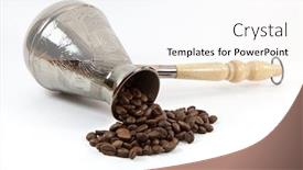  Presentation with beans - Presentation design having coffee maker with coffee beans background and a white colored foreground