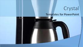  Presentation with cup coffee - Beautiful slides featuring coffee-maker-with-white-cup backdrop and a light blue colored foreground