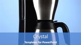  Presentation with cup coffee - Beautiful PPT theme featuring coffee maker with white cup on blue background backdrop and a teal colored foreground