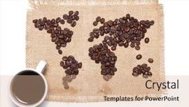  Presentation with coffee beans on a white - Slide set having coffee map on hessian background background and a coral colored foreground