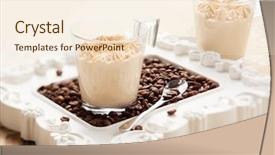  Presentation with hot and cold coffee cup - Colorful presentation theme enhanced with coffee mousse in two cups backdrop and a  colored foreground