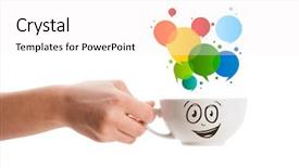  Presentation with bubble - Audience pleasing PPT theme consisting of coffee-mug with colorful abstract backdrop and a white colored foreground