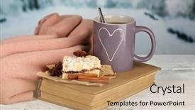  Presentation with hot and cold coffee cup - PPT layouts featuring coffee mugs chrismas - beautiful composition with cup background and a coral colored foreground