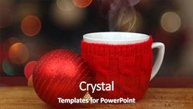  Presentation with christmas lights - PPT theme with coffee mugs chrismas - christmas ball and hot drink background and a tawny brown colored foreground