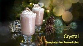  Presentation with christmas chocolate - Colorful PPT theme enhanced with construction retro water tank and tv antenna on blue sky backgrounds backdrop and a sky blue colored foreground