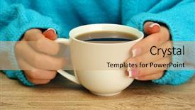  Presentation with cross and holding hands - Theme with coffee mugs chrismas - hands holding mug of hot background and a  colored foreground