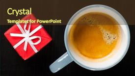  Presentation with new office - PPT layouts enhanced with coffee mugs chrismas - new year eve at office background and a tawny brown colored foreground