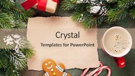  Presentation with text box - Beautiful PPT theme featuring coffee mugs chrismas - piece of paper for christmas backdrop and a  colored foreground