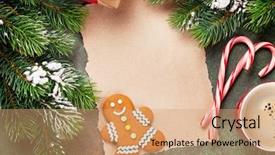  Presentation with text box - PPT theme having coffee mugs chrismas - piece of paper for christmas background and a  colored foreground